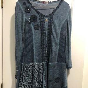 Denim colour lined knit dress